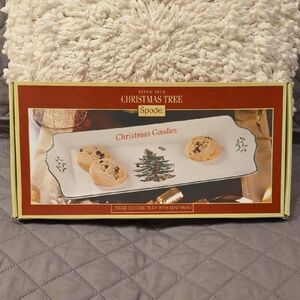 Spode Christmas Tree Large Cookie Tray "Christmas Goodies" Sentiment